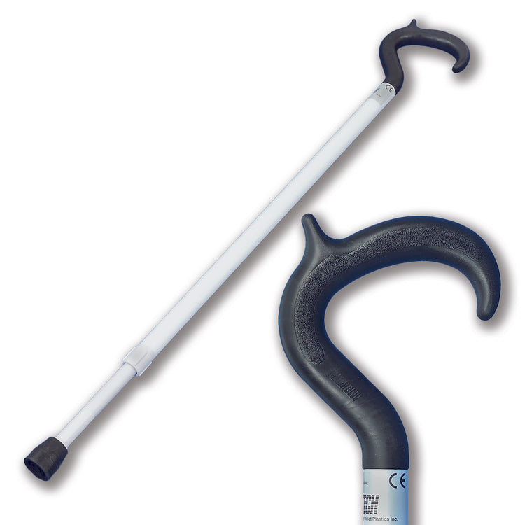 Adjustable crook handle walking stick - long