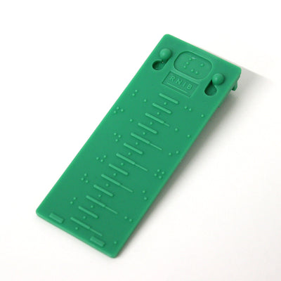 Front view of braille gauge against a white background