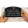 Front view of Amigo HD Portable Video Magnifier showing white text on a black background