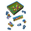 Game pieces and box for Mow Access braille game