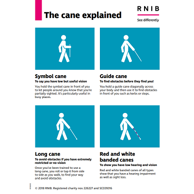 poster image showing a stick man carrying various canes