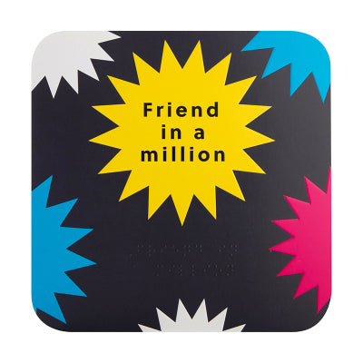 Front view of Friend in a million card