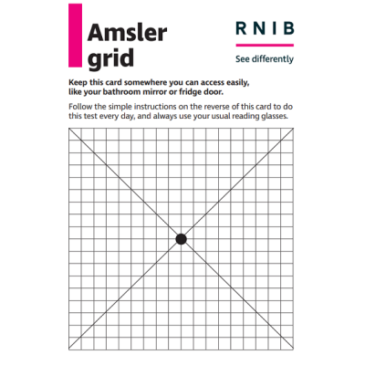 Card with an Amsler grid design (Macular degeneration eye test chart)