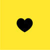 A yellow cover depicting a black heart