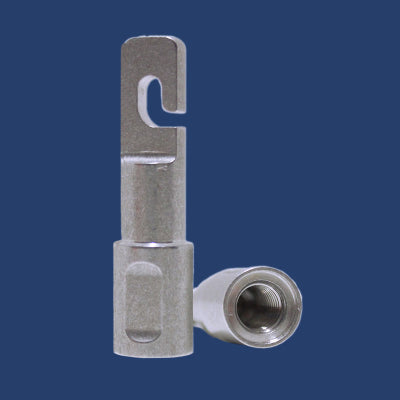 Ambutech 8mm tip adaptor showing assembly for a hook to thread conversion