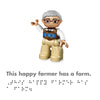 DK Braille Book Lego Duplo Farm inside page showing the farmer