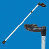 Full length folding white walking stick with a right handed Fischer handle