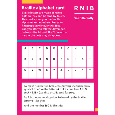 Braille alphabet card