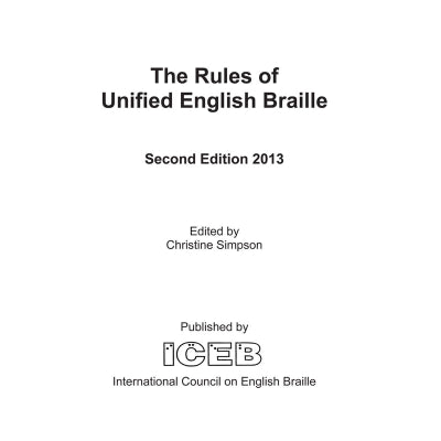 Rules of Unified English Braille (UEB) 2013