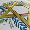 Star of David on a floral-patterned background