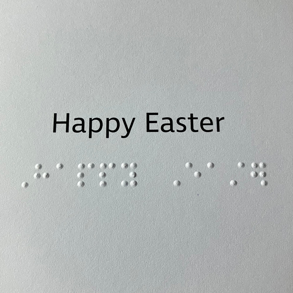 Large print and braille greeting: Happy Easter