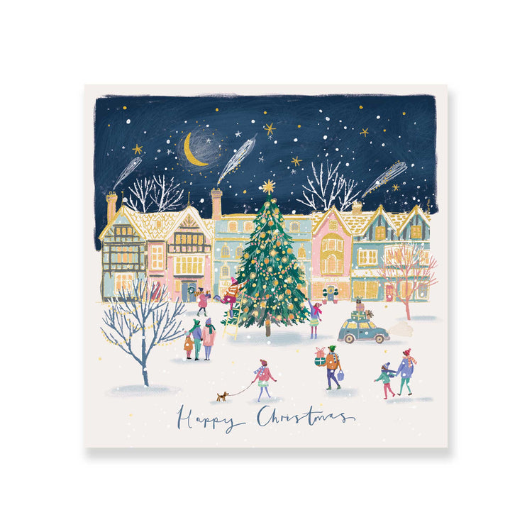 Christmas tree village charity Christmas card (pack of 10)