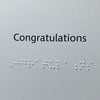 Greeting inside card in large print and braille reads "Congratulations"