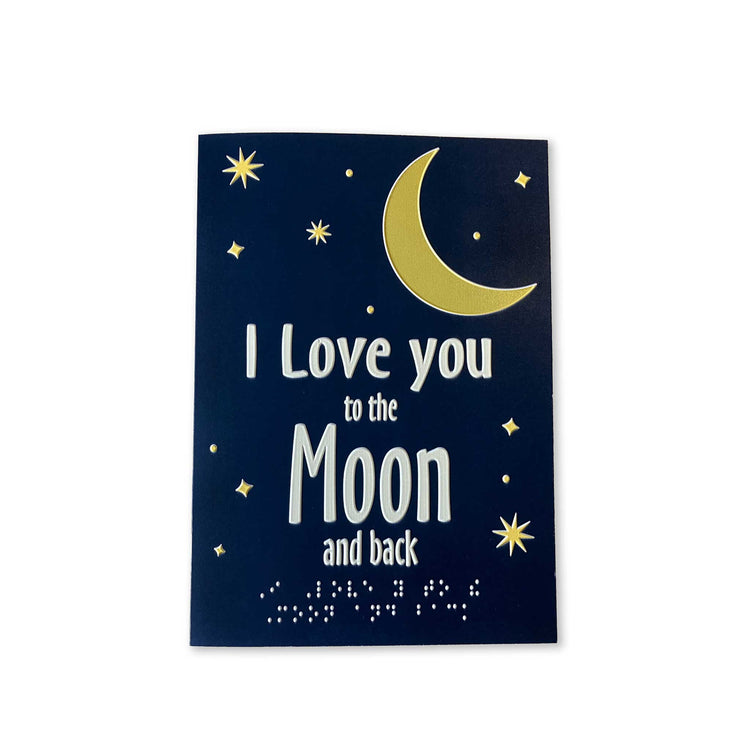 Inclusive I love you to the moon and back Anniversary charity card