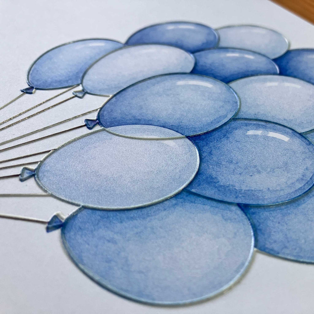 Close-up of tactile image of blue balloons