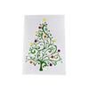 Colorful Christmas tree design on a white card with a star on a white background