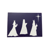 Silhouette of three wise men and a star on a blue background