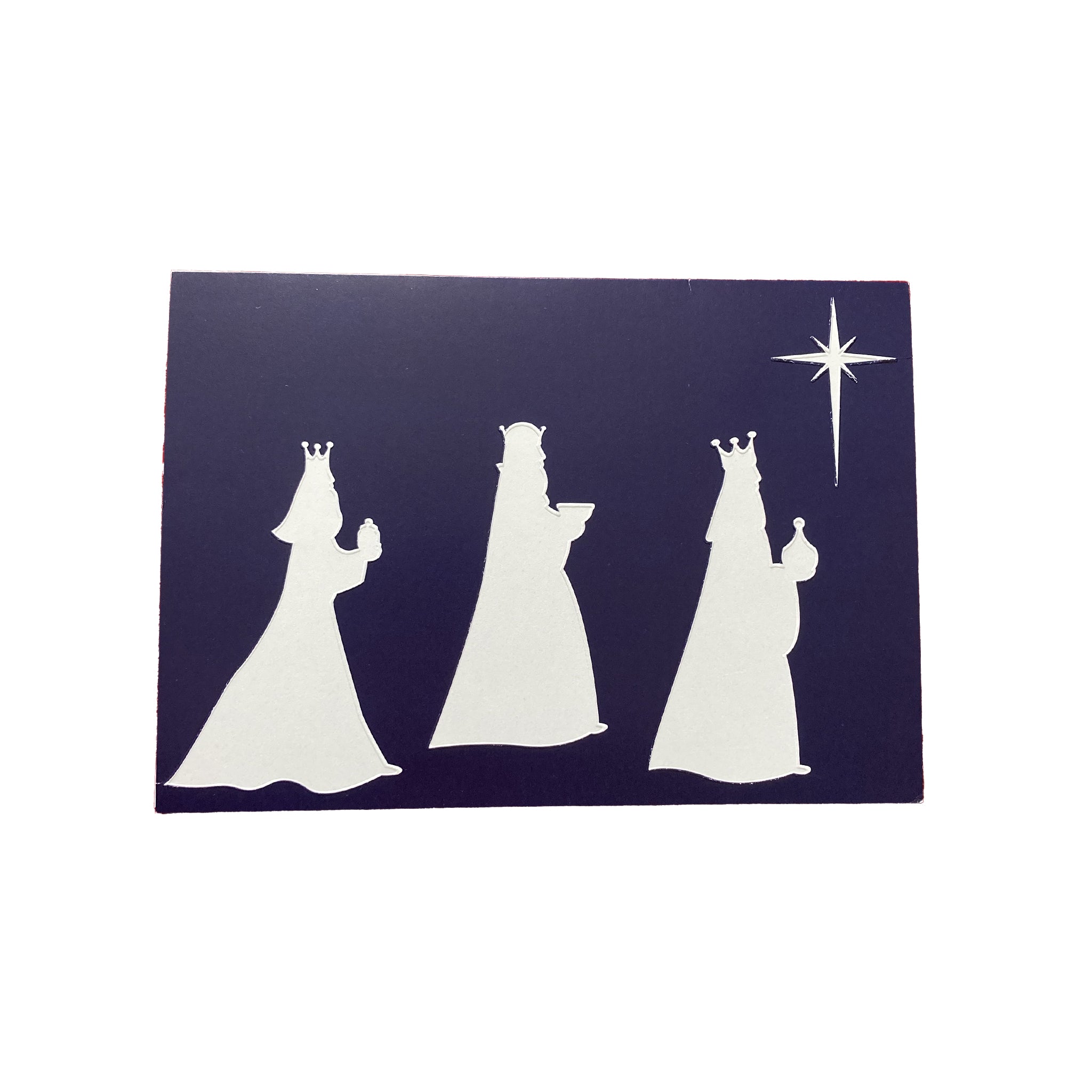 Silhouette of three wise men and a star on a blue background