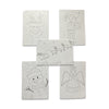 Set of five Christmas-themed coloring cards on a white background