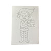 Christmas elf holding a gift on a white background