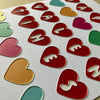 Close-up of tactile hearts on front of Valentine's card