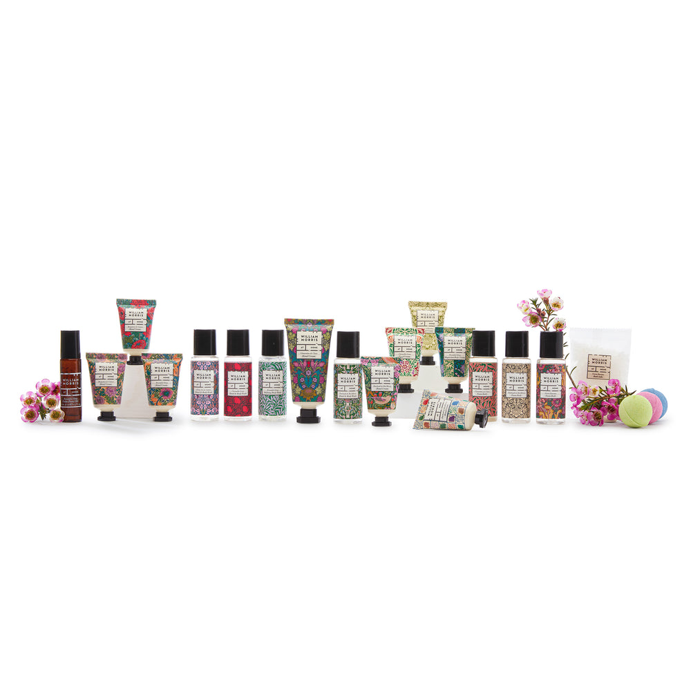 Contents of the calendar with floral designs on a white background