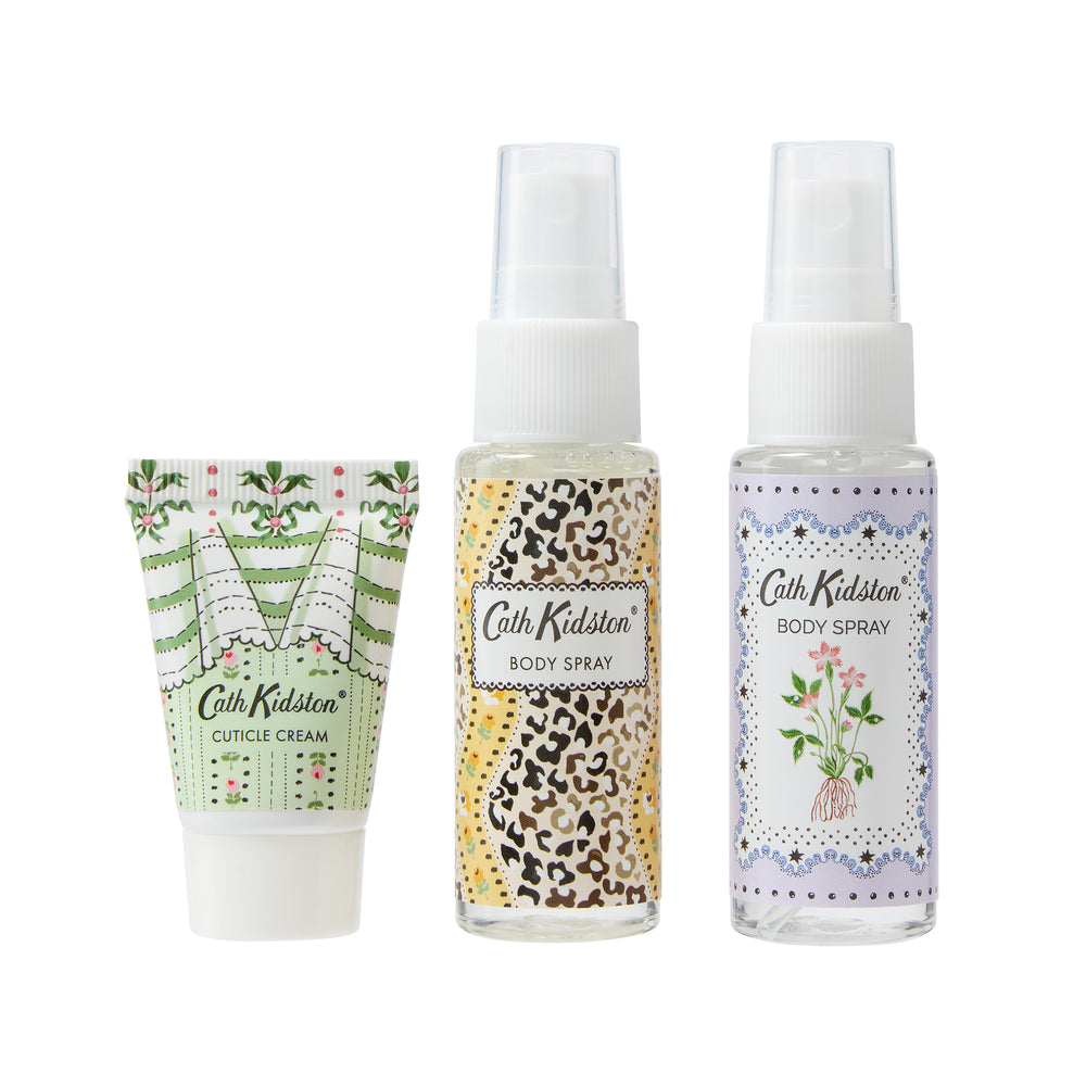 Three Cath Kidston beauty products on a white background