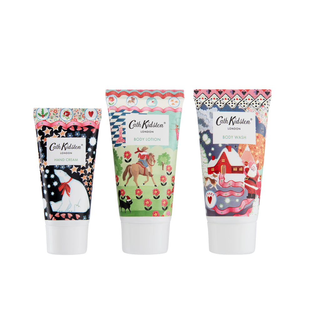 Three Cath Kidston skincare products on a white background