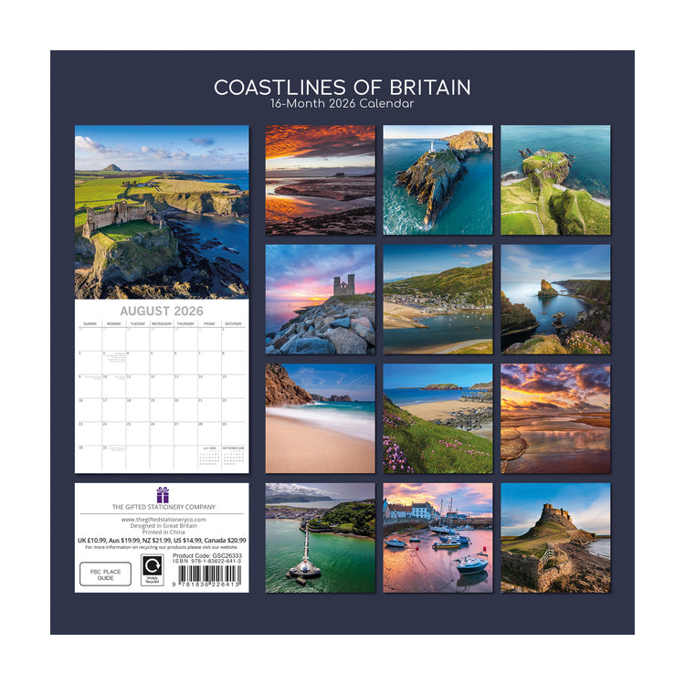 Alternative view of 2027 Square Wall Calendar Coastlines of Britain
