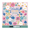 Weekly family planner for 2026 with floral design on a pink background