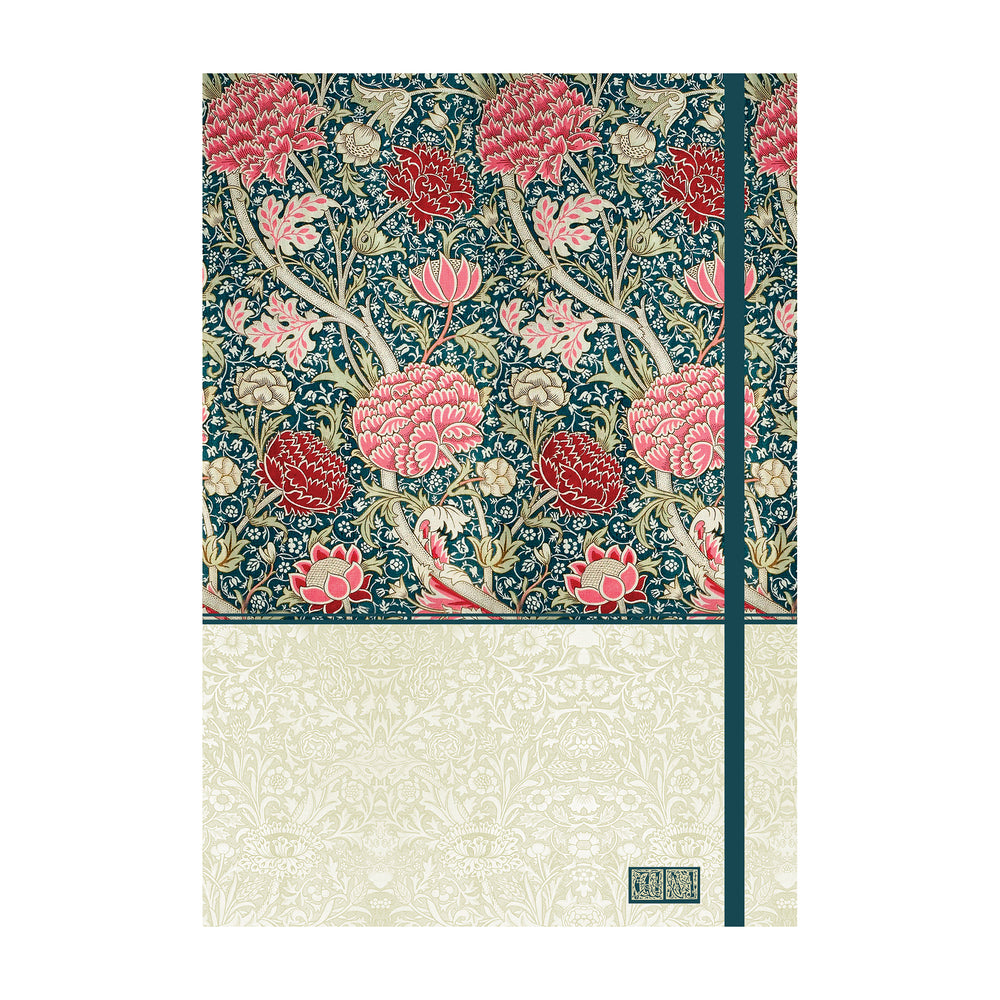 Floral notebook with a blue and pink design on a white background