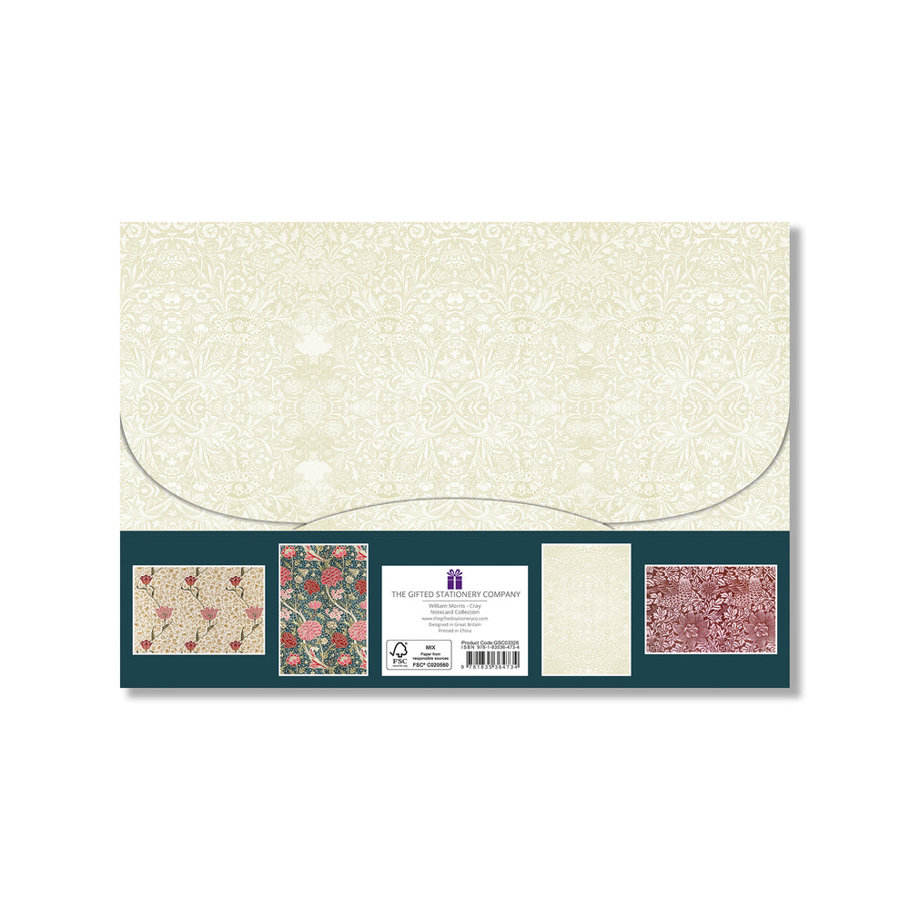 Notecard pack with patterned paper envelopes against a white background.