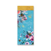 Floral and bee-themed shopping list pad with a yellow top section on a white background.