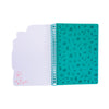 Inside cover of the positive power spiral-bound notebook with decorative patterns on a white background.