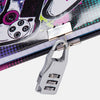 Close-up of the gaming journal with a three-digit combination padlock attached.