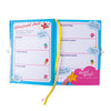 Colorful achievement chart with a yellow ribbon on a white background