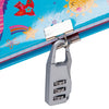 Silver combination lock attached to the journal cartoon designs.
