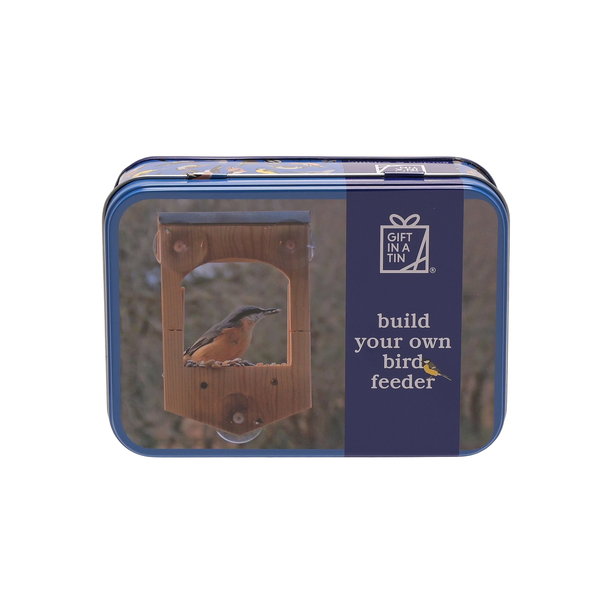 Bird feeder kit packaging with a bird on a white background