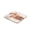 Coaster with a highland cow design on a white background
