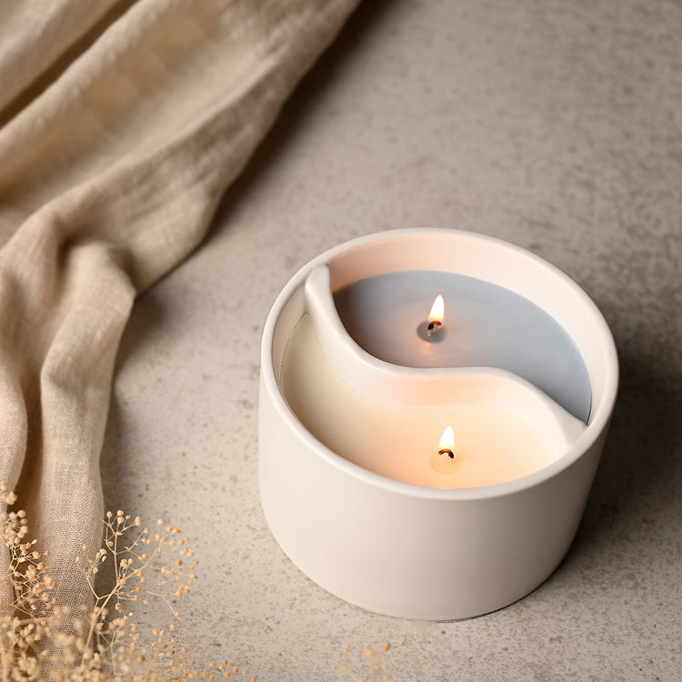 Alternative view of Serenity yin yan Relax and Revive ceramic candle