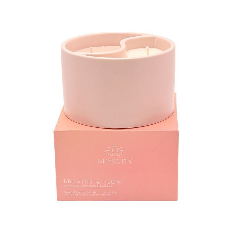 Serenity yin yan Breathe and Flow ceramic candle