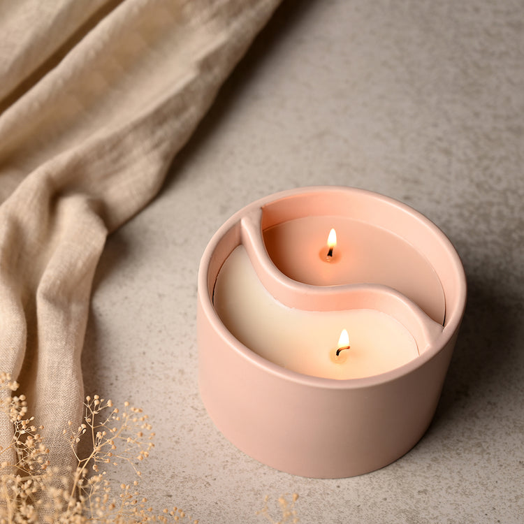 Alternative view of Serenity yin yan Breathe and Flow ceramic candle