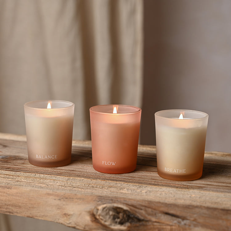 Alternative view of Serenity Tranquil set of three votive candles – Flow, Balance and Breathe