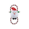 Plush Father Christmas dog toy with a candy cane handle on a white background