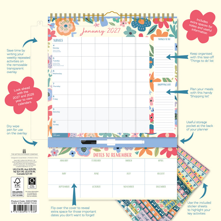 Alternative view of 2027 Floral Family Weekly Planner