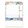 A January 2027 spiral-bound planner page with a colorful floral border, a large monthly grid, side notes for names, shopping list, and tasks, plus a blue header strip holding a black and white marker. The bottom section includes a dates to remember grid.