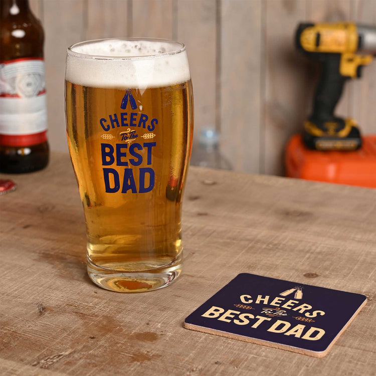 Alternative view of Well Crafted Pint Glass and Coaster Set – Dad
