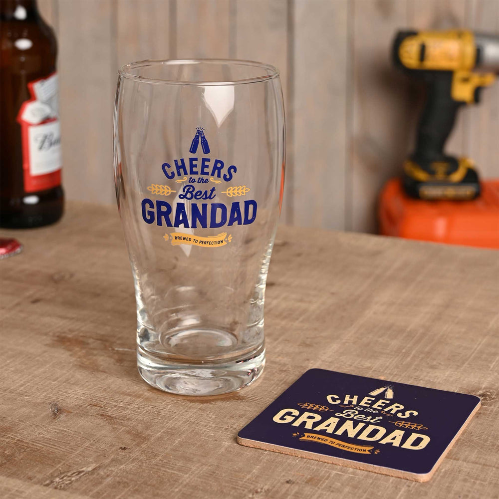 Well Crafted Pint Glass and Coaster Set – Grandad
