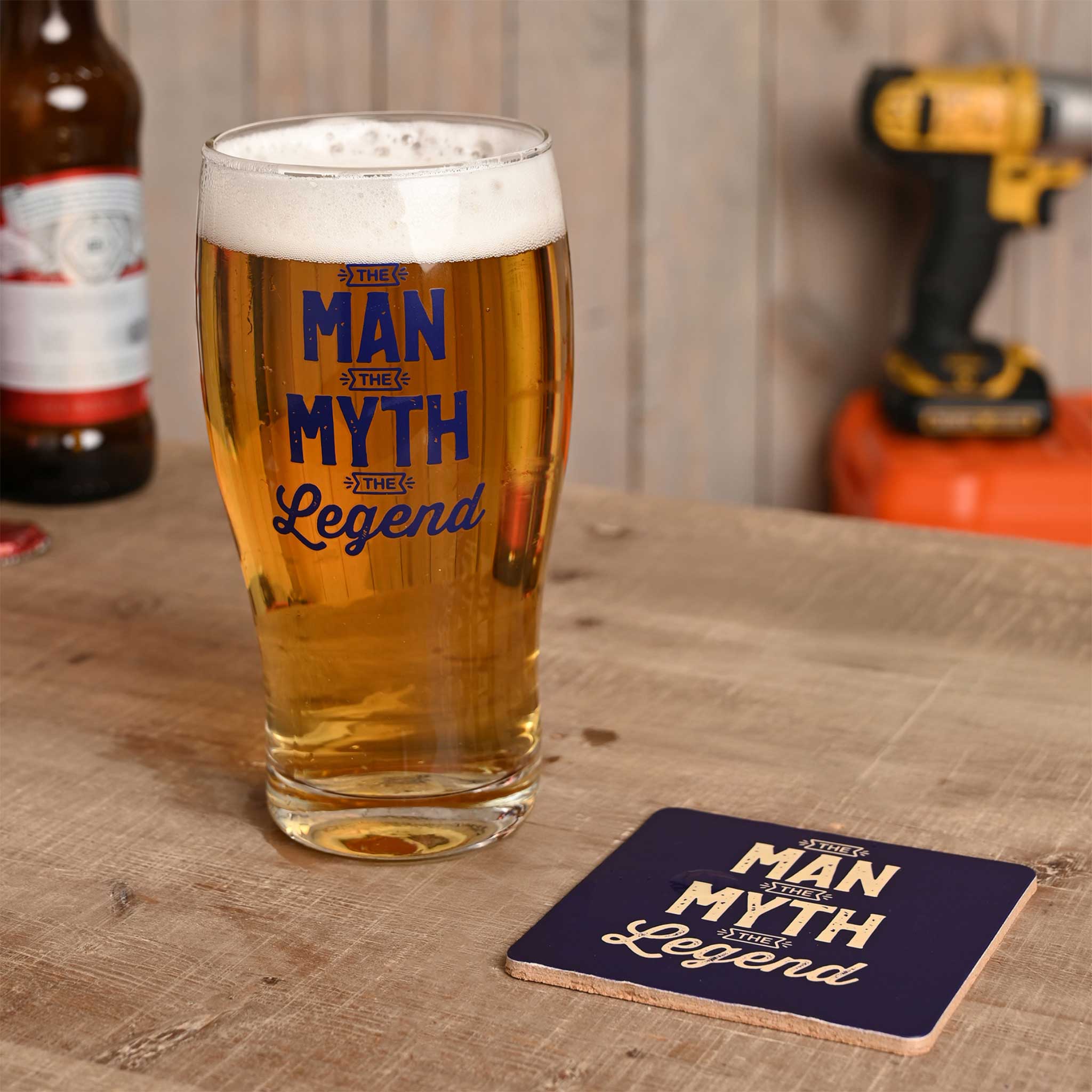 Well Crafted Pint Glass and Coaster Set – The Legend