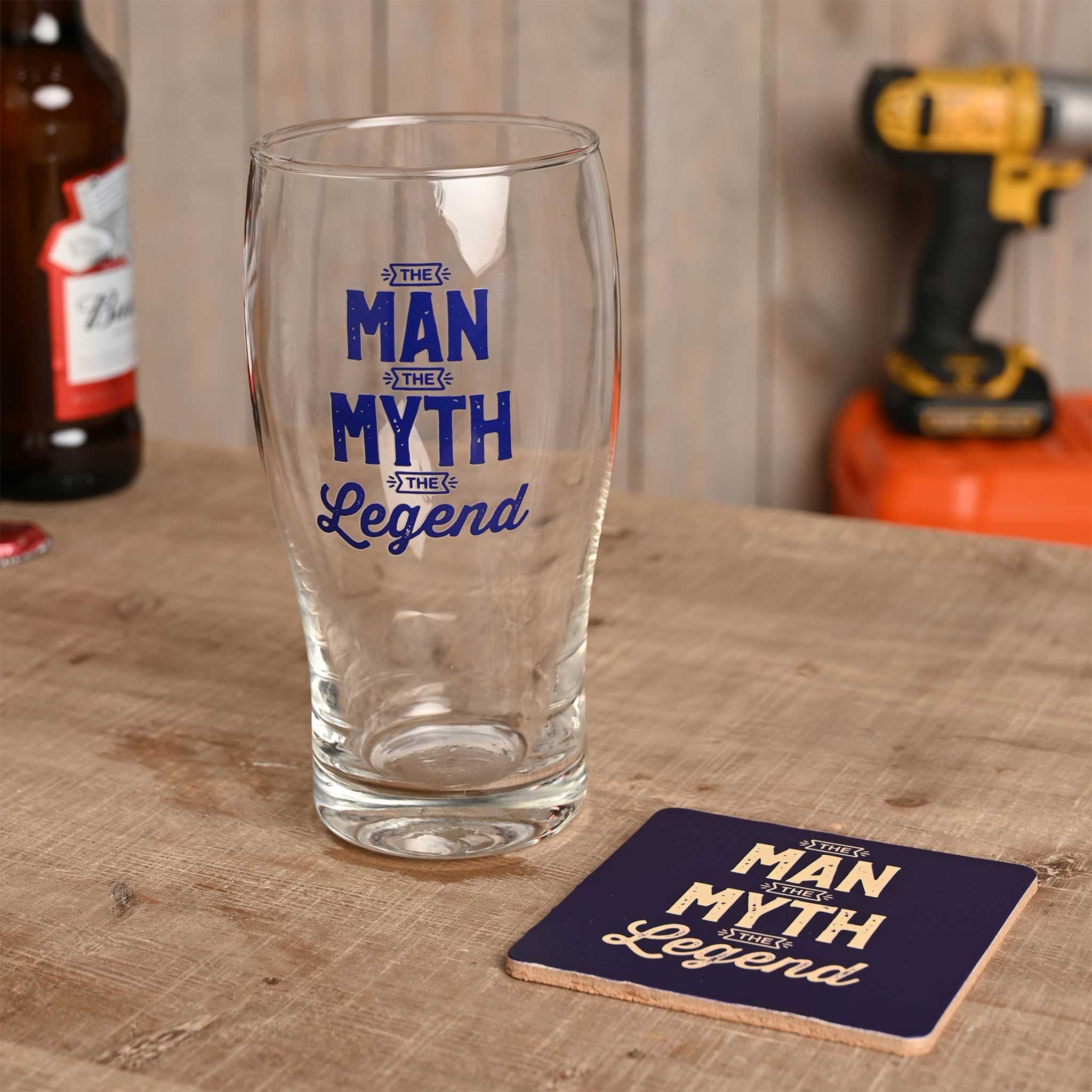 Well Crafted Pint Glass and Coaster Set – The Legend
